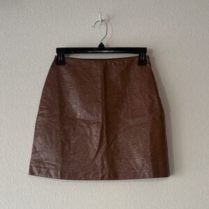 Brown Faux Leather Mini Skirt NWOT